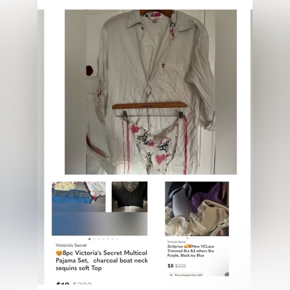 😍🦊pijama Shirt bikini set SzXS &White lace inserted Top.or 9pieces pijamas Free - Picture 1 of 16